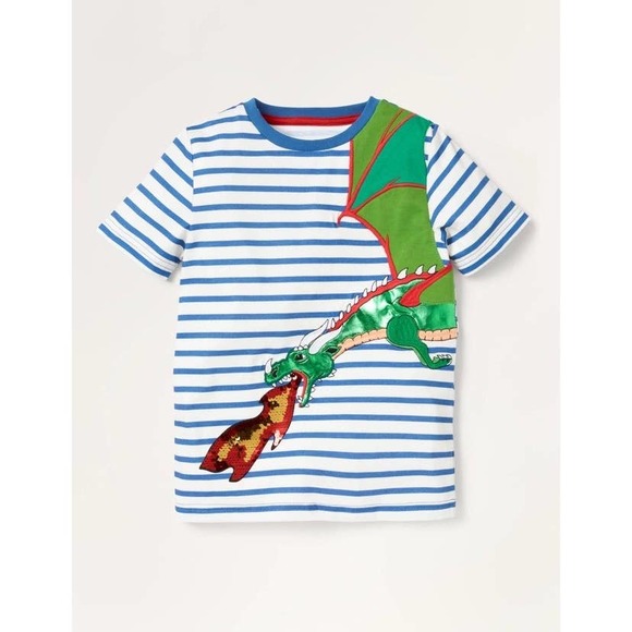 Boden Other - BODEN Sequin Colour-Change T-Shirt Dragon Boys 11 / 12 Blue Stripe